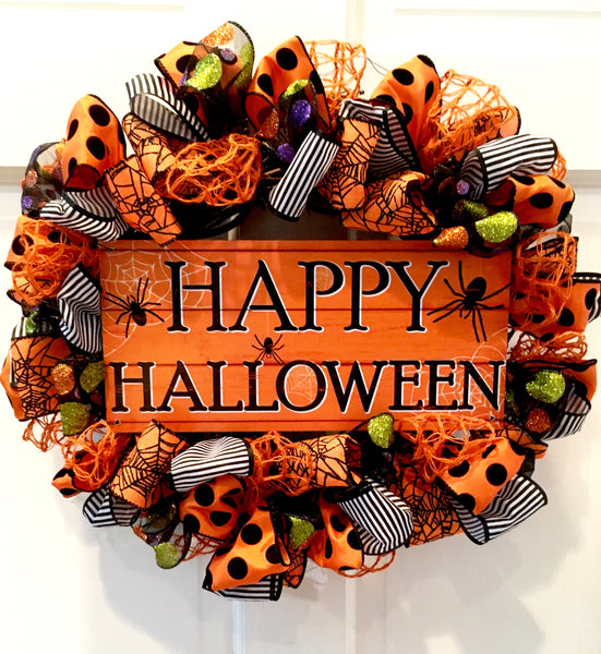 Happy Halloween Ribbon Wreath