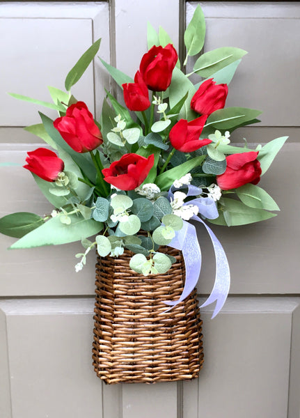Red Tulip Door Planter
