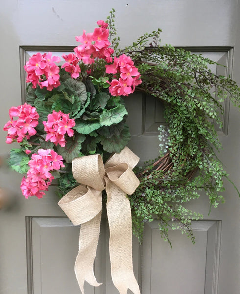 Pink Geranium Wreath