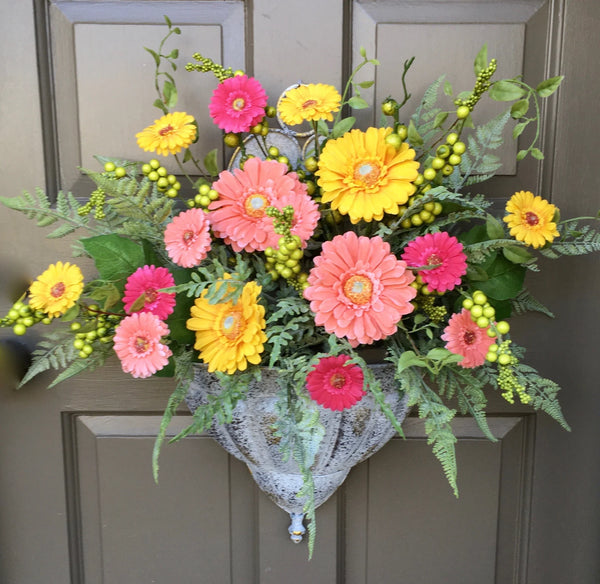 Gorgeous Gerbera Daisy Door Planter