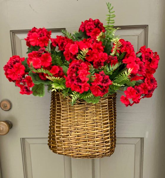 Red Geranium Door Basket--Large