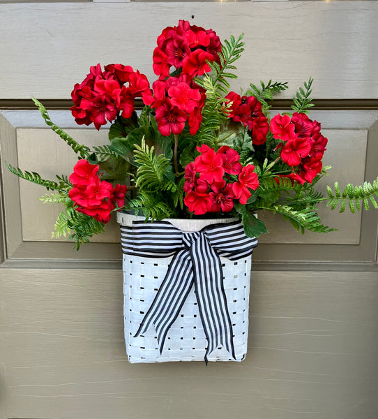 Red Geranium Door Basket-Medium