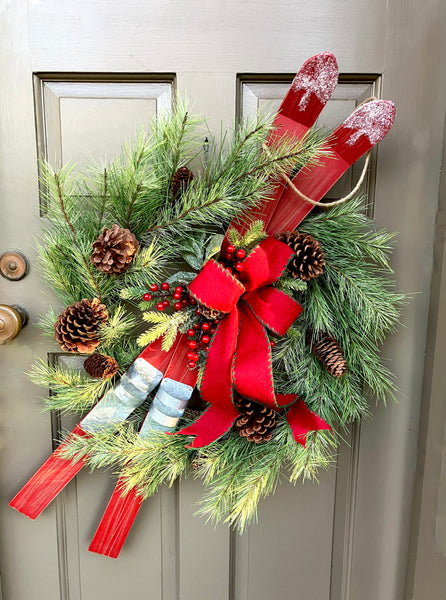 Skis & Pine Wreath