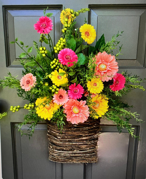 Gerbera Daisy Door Basket