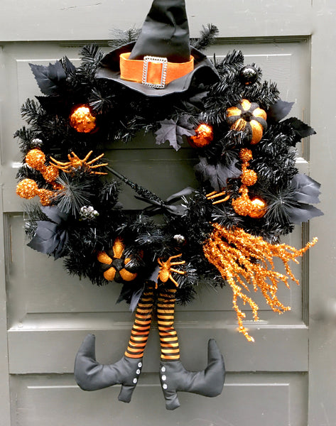 Halloween Witch & Broom Wreath