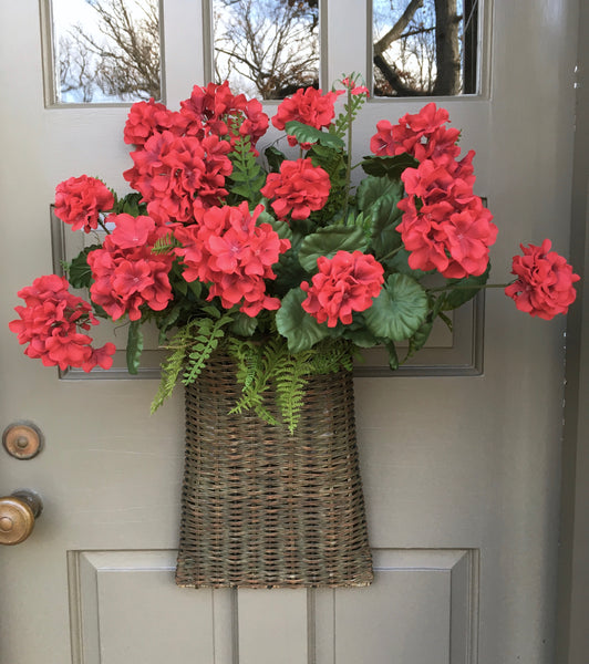 Fabulous Red Geranium Door Basket