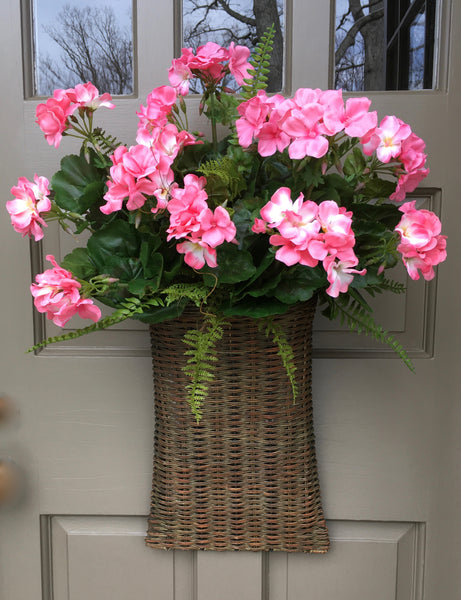 Fabulous Pink Geranium Door Basket