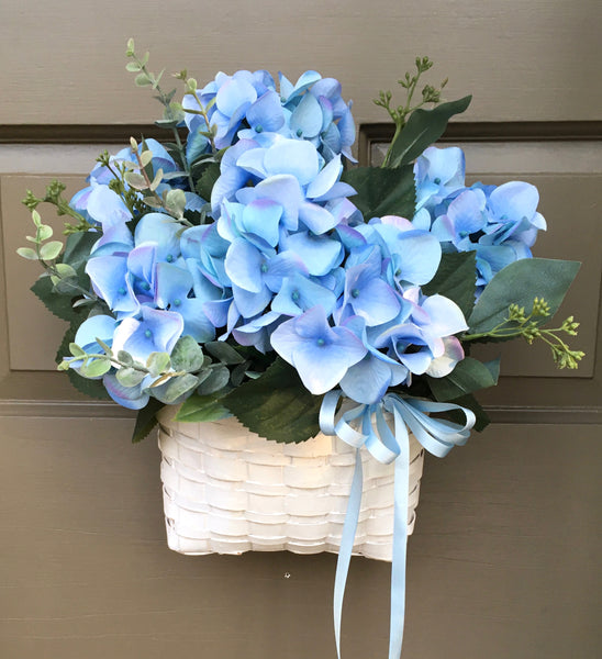 Blue Hydrangea Door Basket