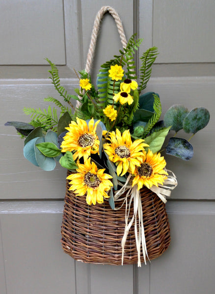 Autumn Sunflower Door Basket