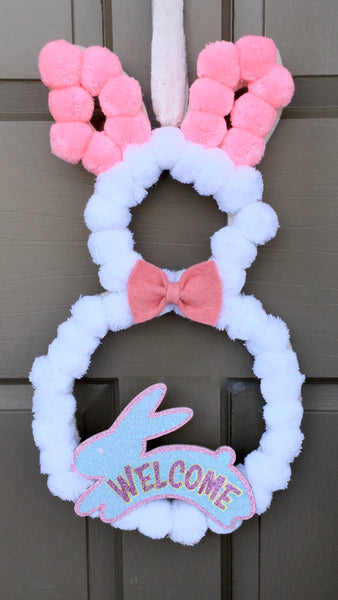 Pink & White Easter Bunny Wreath