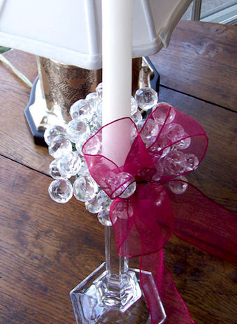 Crystal Candle Ring (burgundy bow)