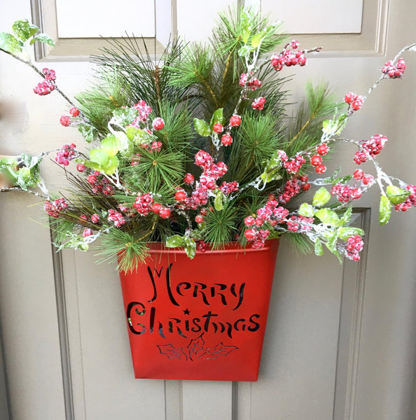 Red Merry Christmas Door Planter