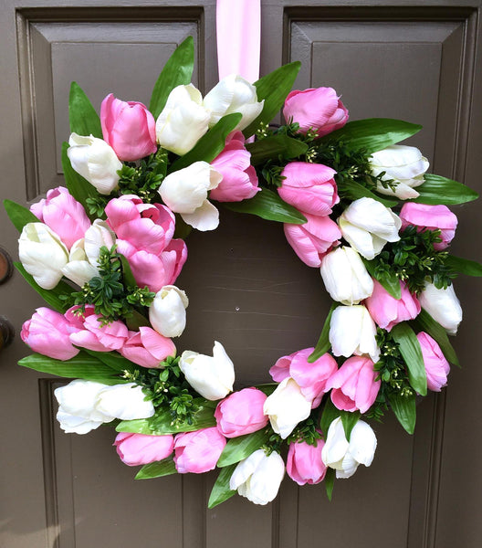 Pink & White Tulip Wreath