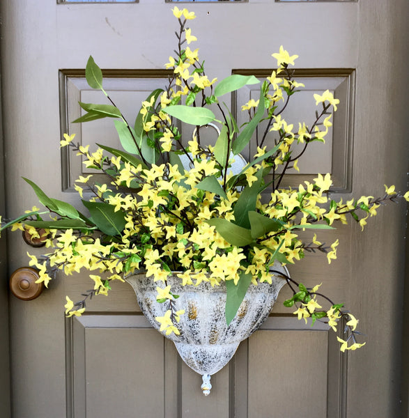 Springtime Forsythia Door Planter