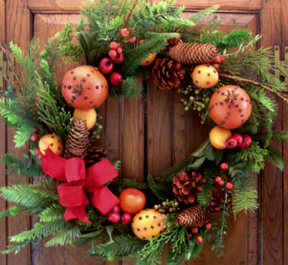 Traditional Pine & Fruit Wreath