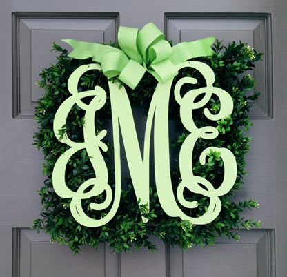 Monogram Boxwood Wreath (3 letters)