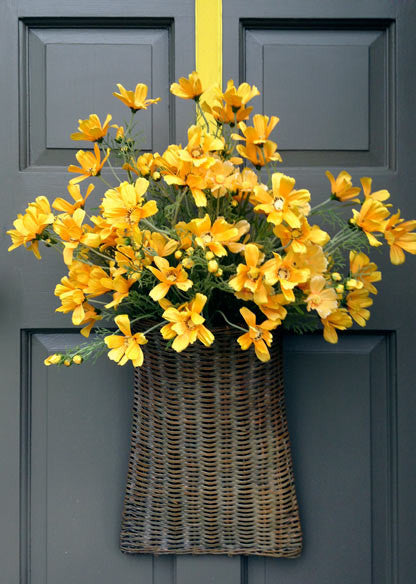 Yellow Cosmos Door Basket