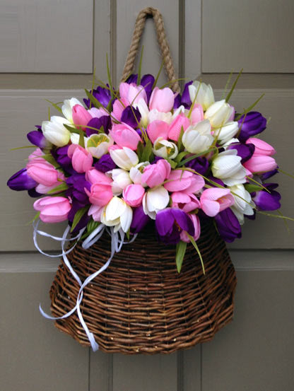 Pastel Tulip Door Basket