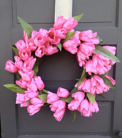 Glorious Pink Tulip Wreath
