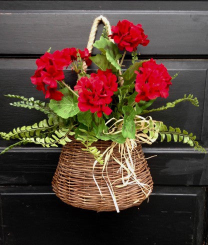 Red Geranium Door Basket